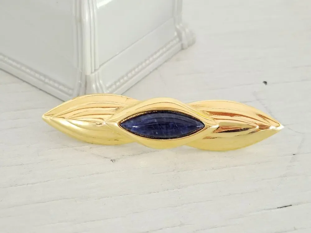 Vintage 1996 Gloria Johnson Black and Gold-tone Brooch